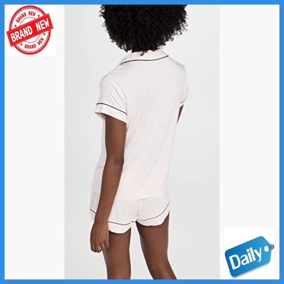 Large Modal Short Sleeve Pajama Set with Button Front and Pocket - Picture 4 of 7